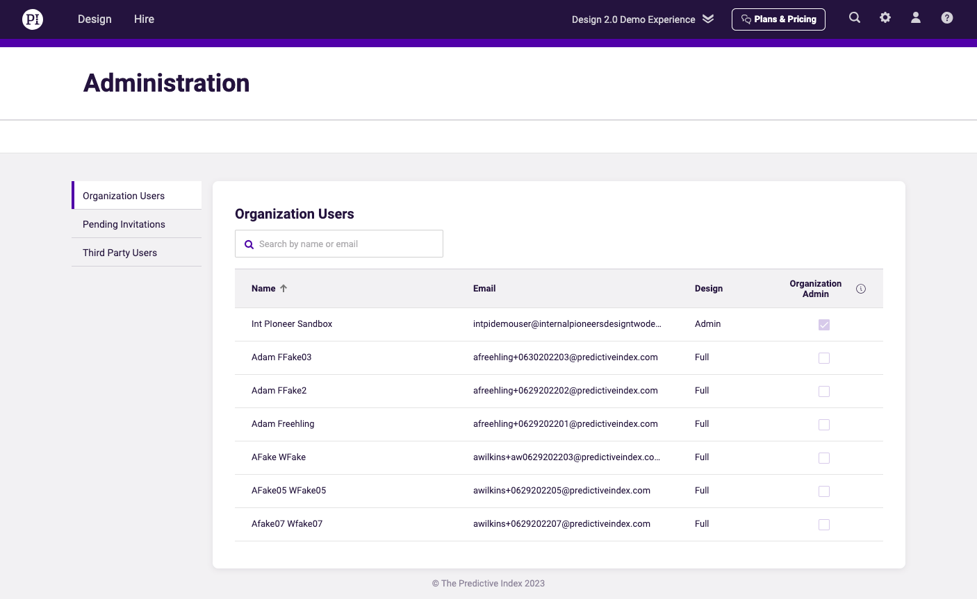 View of the Global Admin and the Global Navigation in the Organization Users screen.